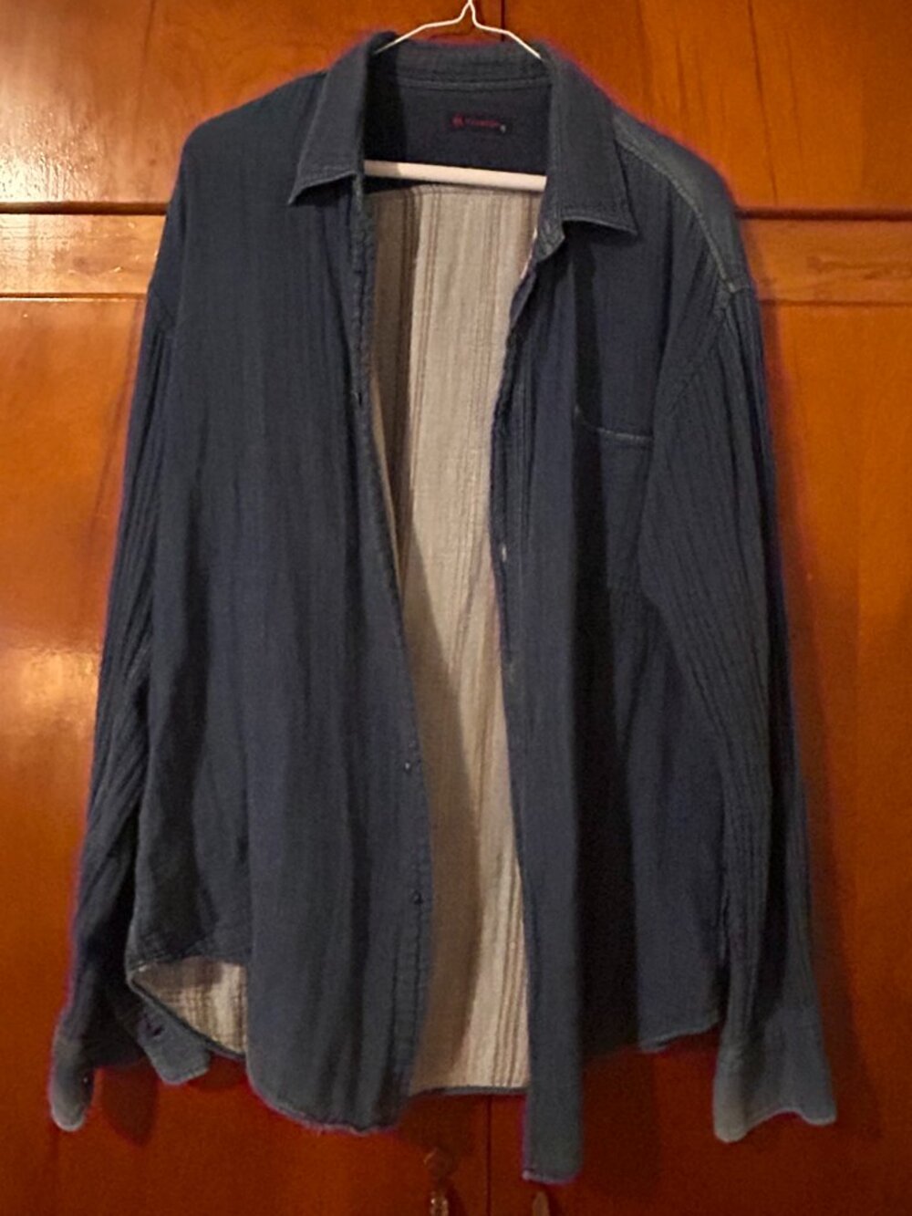 45rpm Japanese Cotton Long Sleeve Button Down Shirt with Fades/Patina Men Small